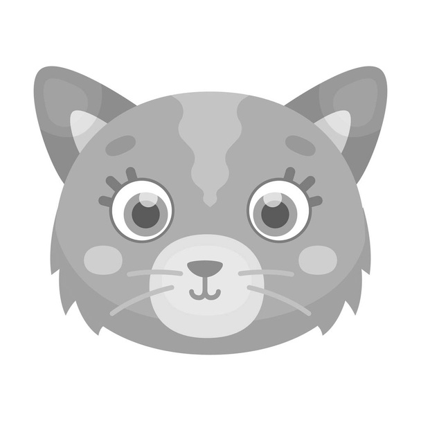 Cat muzzle icon in monochrome style isolated on white background. Animal muzzle symbol stock vector illustration. - Vetor, Imagem