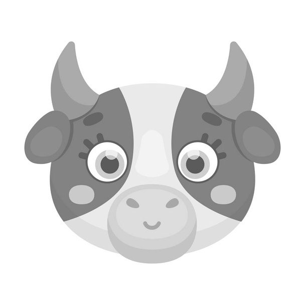 Cow muzzle icon in monochrome style isolated on white background. Animal muzzle symbol stock vector illustration. - Vetor, Imagem