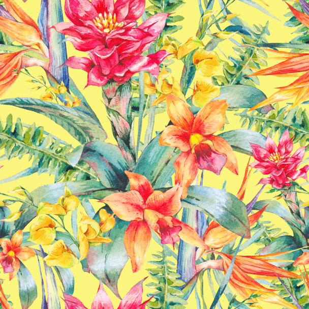 Acuarela vintage floral tropical patrón sin costuras
 - Foto, imagen