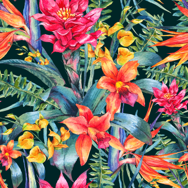 Aquarelle vintage floral tropical motif sans couture
 - Photo, image