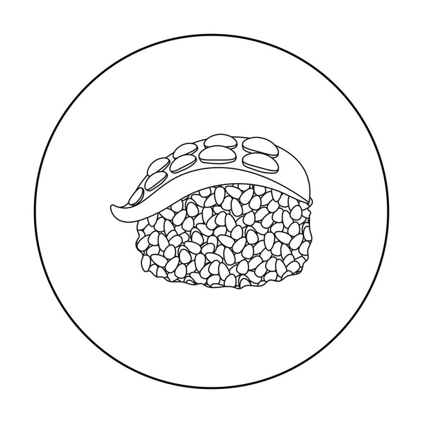 Nigiri icon in outline style isolated on white background. Sushi symbol stock vector illustration. - Вектор, зображення