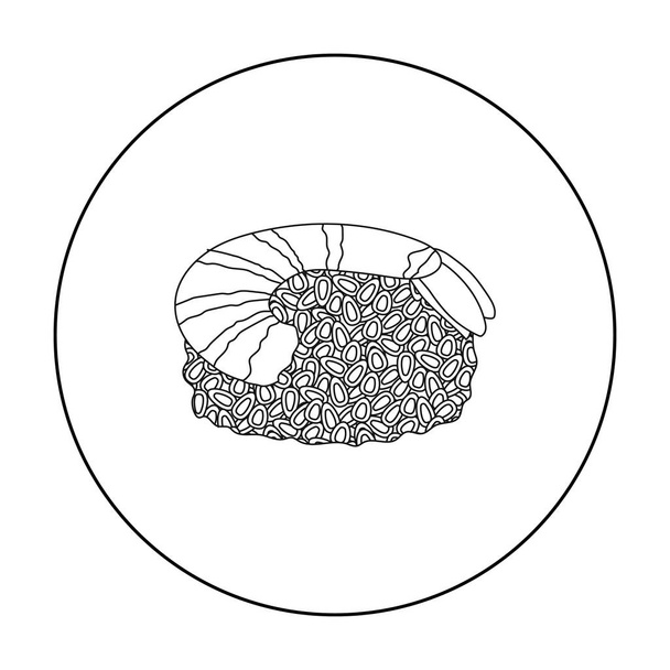 Ebi Nigiri icon in outline style isolated on white background. Sushi symbol stock vector illustration. - Vektör, Görsel