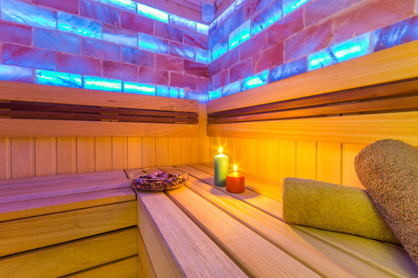 Sauna room with traditional sauna accessories - Photo, image