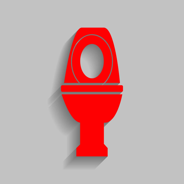 Toilettenschilder. Vektor. rotes Symbol mit weichem Schatten auf grauem Hintergrund. - Vektor, Bild