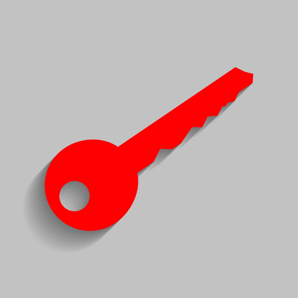 鍵に署名の図。ベクトル。灰色の背景にソフト シャドウの付いた赤いアイコン. - ベクター画像