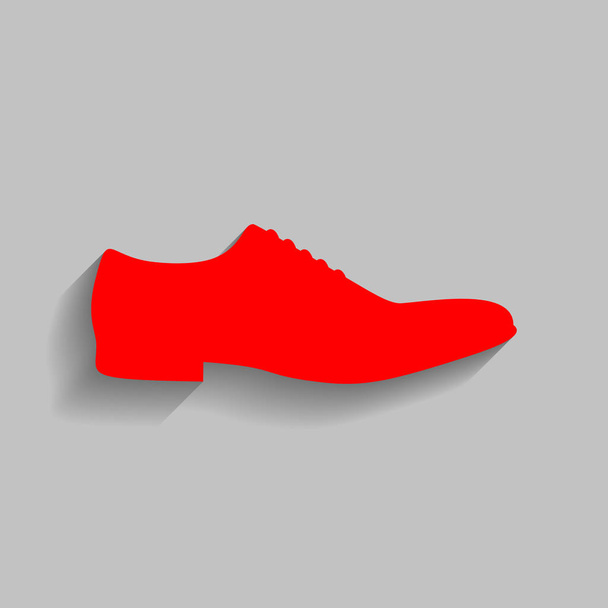 Men Shoes sign. Vector. Red icon with soft shadow on gray background. - Vector, afbeelding