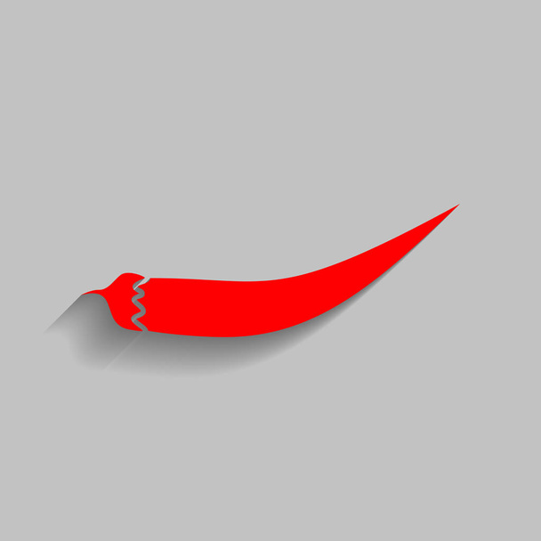 Chilischoten-Zeichen. Vektor. rotes Symbol mit weichem Schatten auf grauem Hintergrund. - Vektor, Bild
