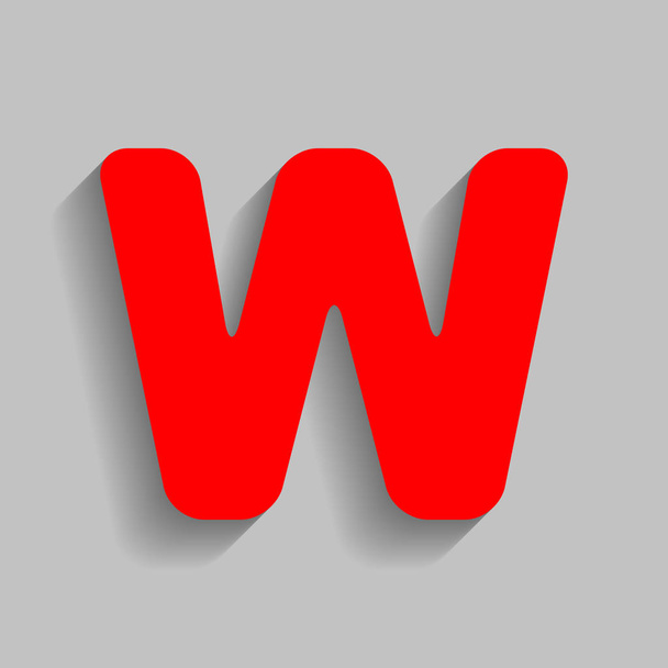 Lettre W signe élément de modèle de conception. Vecteur. Icône rouge avec ombre douce sur fond gris
. - Vecteur, image