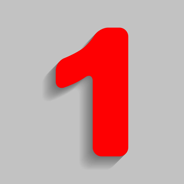 Number 1 sign design template element. Vector. Red icon with soft shadow on gray background. - Vector, Image