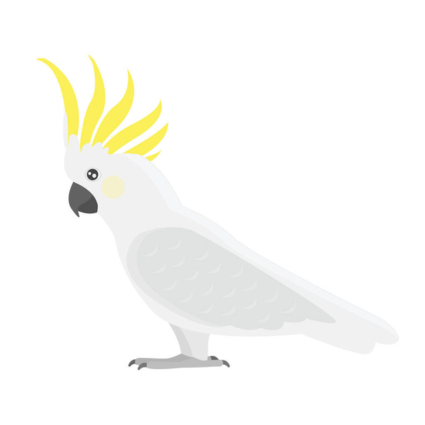 Cartoon tropical cockatoo parrot wild animal bird vector illustration. - Вектор, зображення
