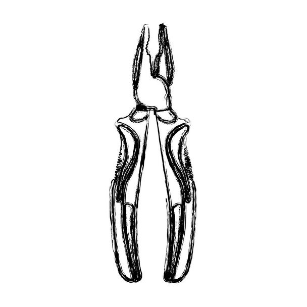 verschwommene Silhouette Zange Symbolwerkzeug - Vektor, Bild