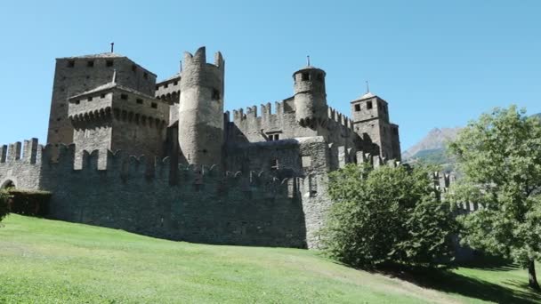 Medieval castle Fenis Aosta Italy Italia monument art tourism travel - Footage, Video