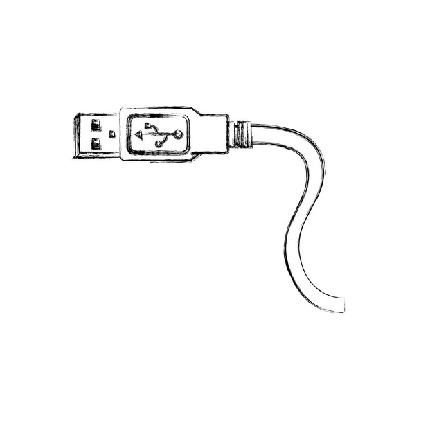 silueta borrosa usb conector con cable
 - Vector, imagen
