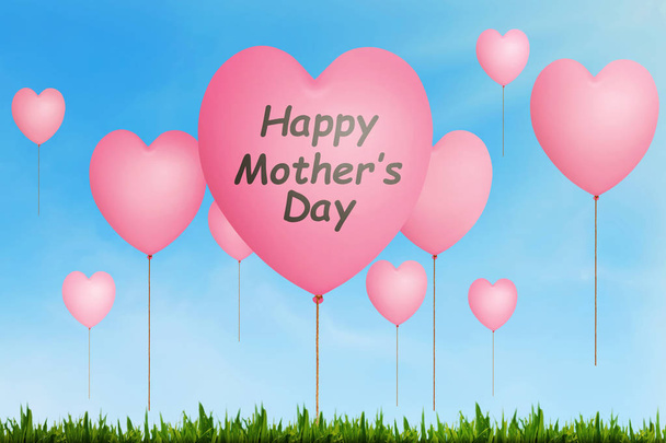 Glückliche Muttertagsbotschaft auf rosa Luftballon geschrieben - Foto, Bild