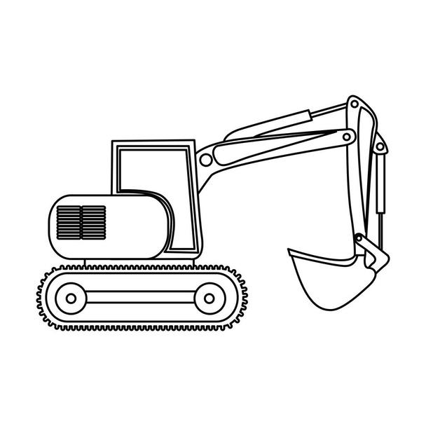 Contour backhoe loader pictogram - Vector, afbeelding