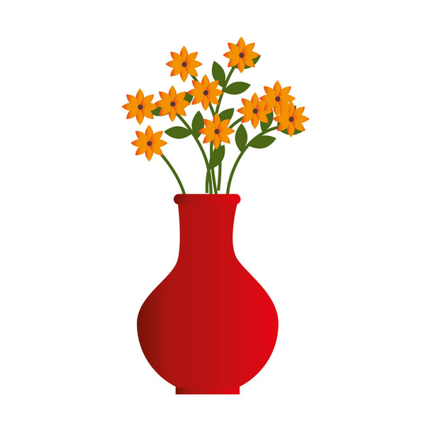 flower pot decorative icon - Vector, imagen