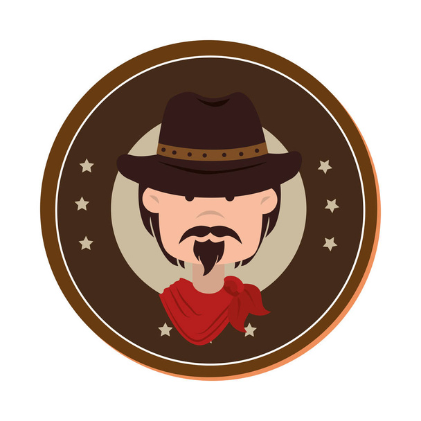 cowboy character wild west icon - Vector, Image