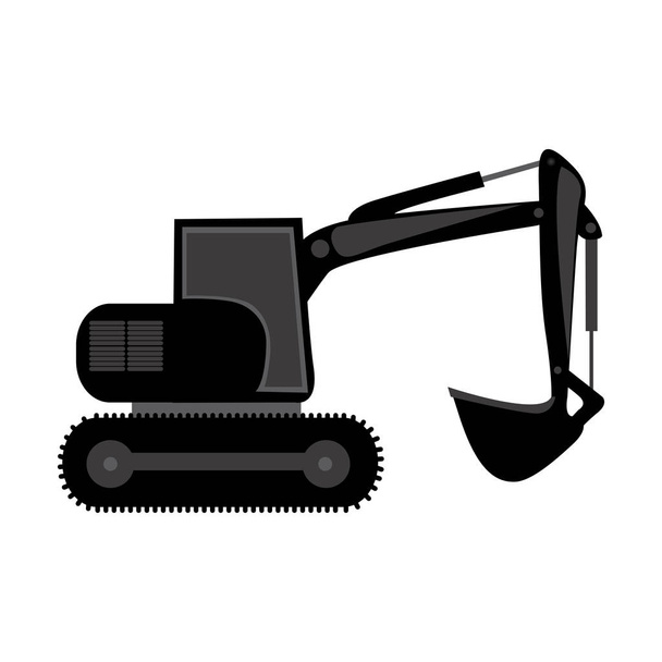 black backhoe loader icon - Vector, Image