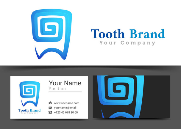 Tooth Dental Corporate Logo and Business Card Sign Template. Creative Design with Colorful Logotype Visual Identity Composition Made of Multicolored Element. Vector Illustration - Vector, Image