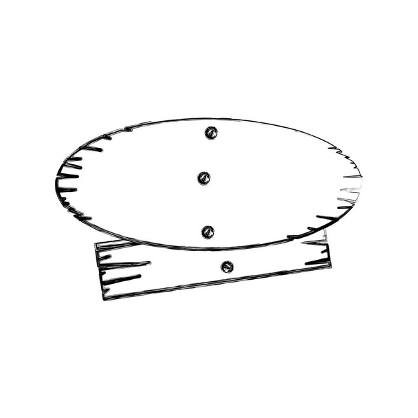 монохромний контур овальних і прямокутних шматків дерев'яної дошки з гвоздиками
 - Вектор, зображення