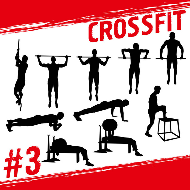 people doing fitness and crossfit workouts - Vector, Image