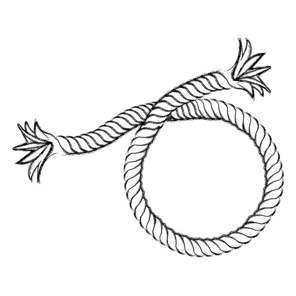 monochrome contour hand drawing of nautical break rope - Vector, Image