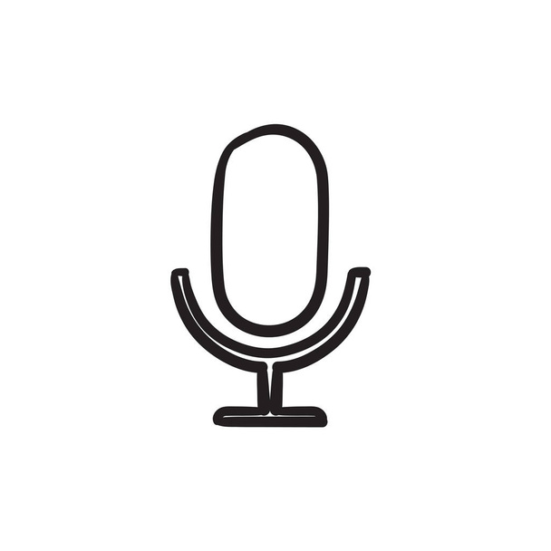 Retro microphone sketch icon. - Vector, Image