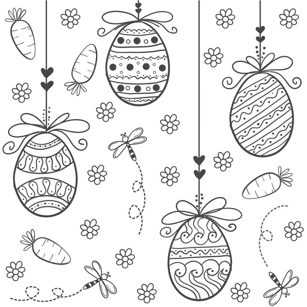 Doodle of easter style hand draw - Vector, imagen