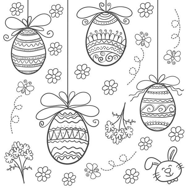 Easter egg hand draw doodles - Vector, imagen