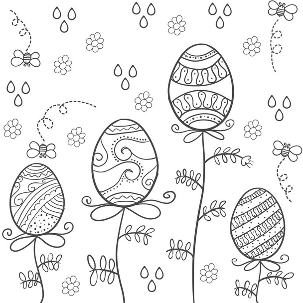 Doodle of easter egg with hand draw - Vector, Image