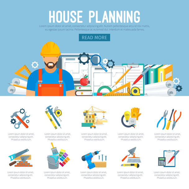 Infografiki planowania lub budowy domu wektor - Wektor, obraz