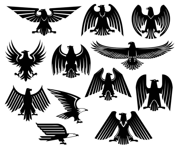 Набор векторных геральдических икон или эмблем орла
 - Вектор,изображение
