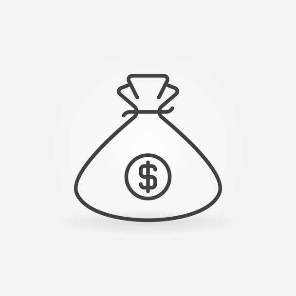 Money bag outline icon - Vector, imagen