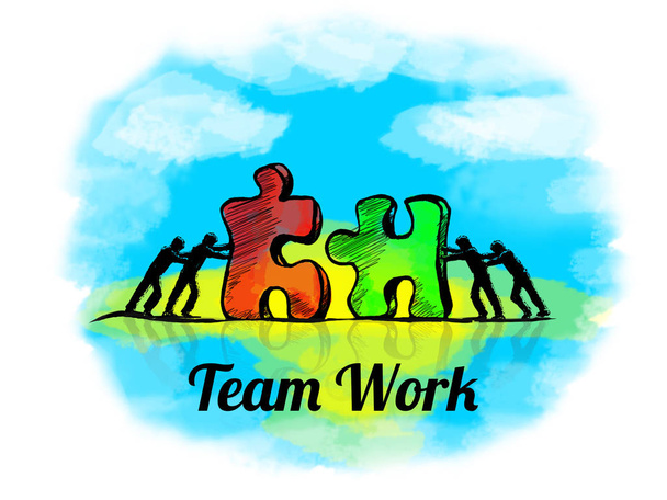 illustration.business Konzept der Teamarbeit mit Puzzle. te - Foto, Bild