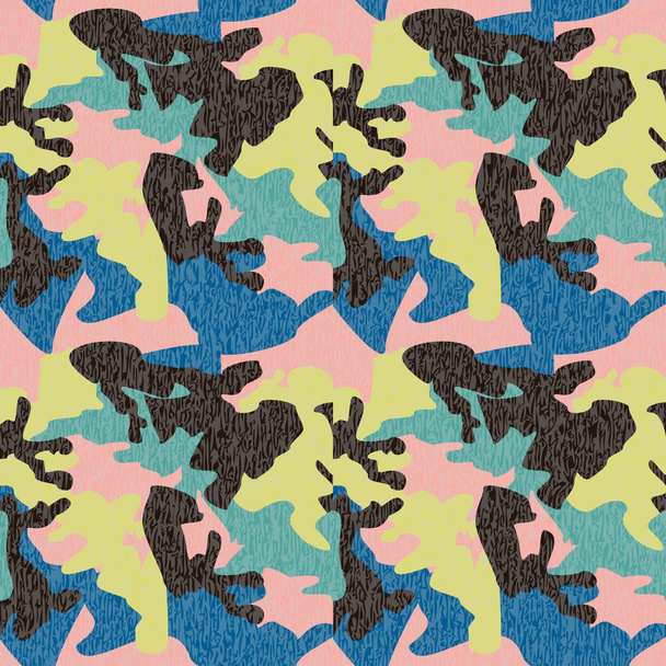 Camouflage patroon achtergrond naadloze kledingprint, repeatabl - Vector, afbeelding