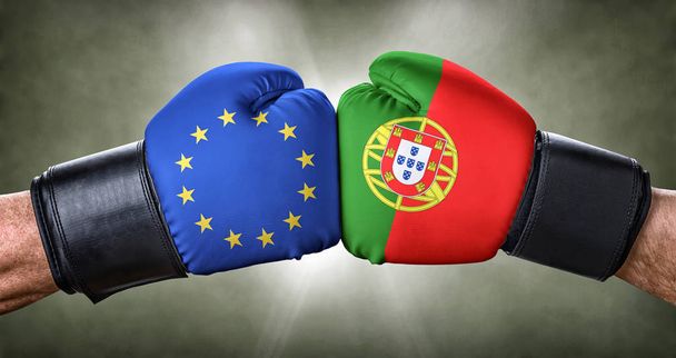 Boxerský zápas mezi Evropskou unií a Portugalsko - Fotografie, Obrázek