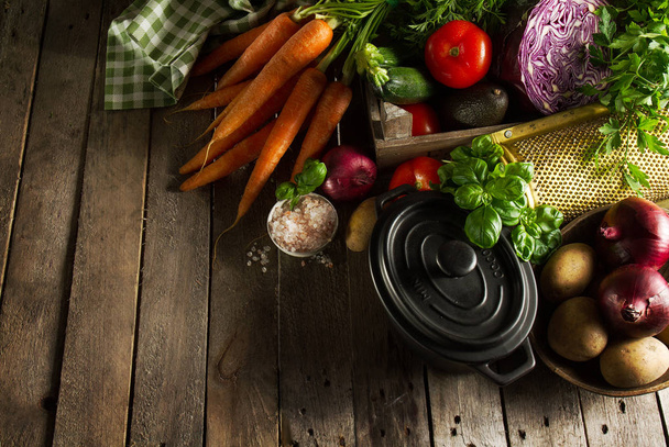 Cooking Healthy Vegetable Detox Concept with Various Vegetables - Fotografie, Obrázek