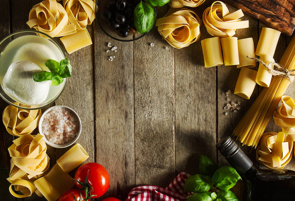 Tasty Colorful Fresh Italian Food Concept with Various Pasta  - Foto, Imagen