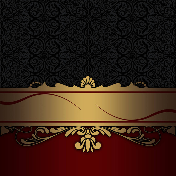 Decorative background with gold border and vintage patterns. - 写真・画像