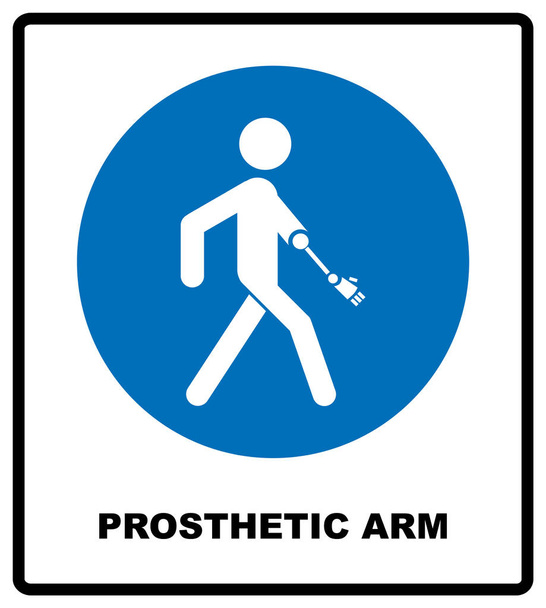 Signe prothétique du bras. Symbole bleu obligatoire isolé sur blanc, illustration vectorielle
 - Vecteur, image
