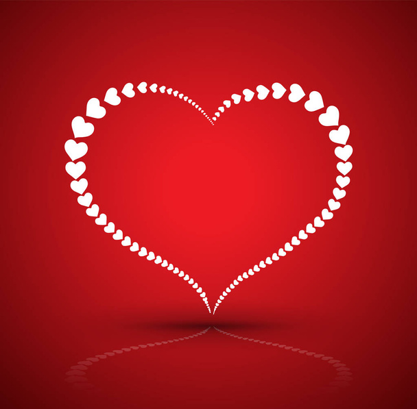 Big heart by heart border on red. Vector illustration for love c - Vector, Image