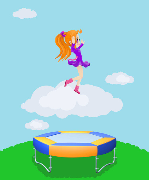 Boldog lány jumping a trambulin. - Fotó, kép