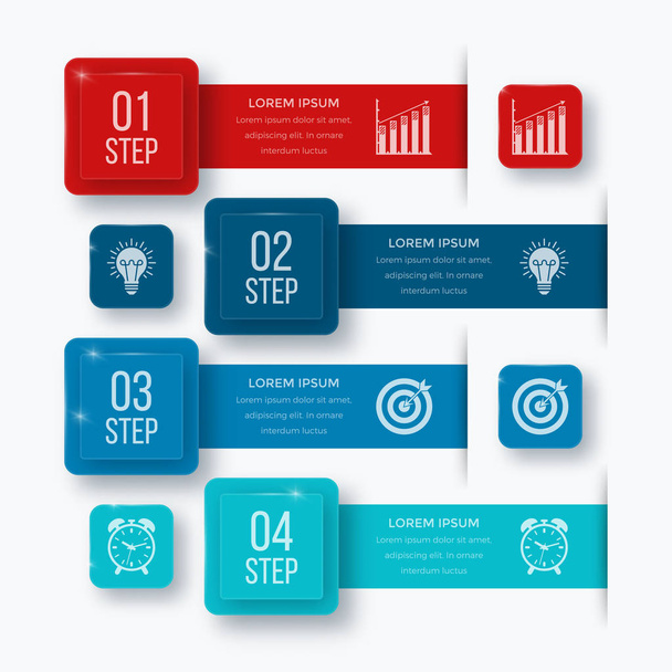 Infographics template four options with square - Vector, imagen