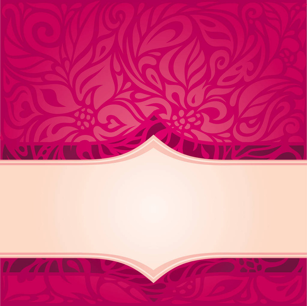 Retro floral red vector pattern wallpaper design - Vektör, Görsel