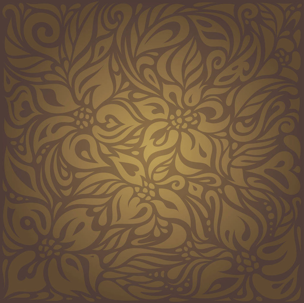 Brown vintage floral background wallpaper design - Vector, imagen