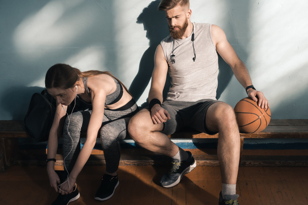 sporty couple in gym - Photo, Image