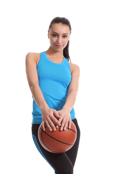 Woman with basket ball - Fotografie, Obrázek