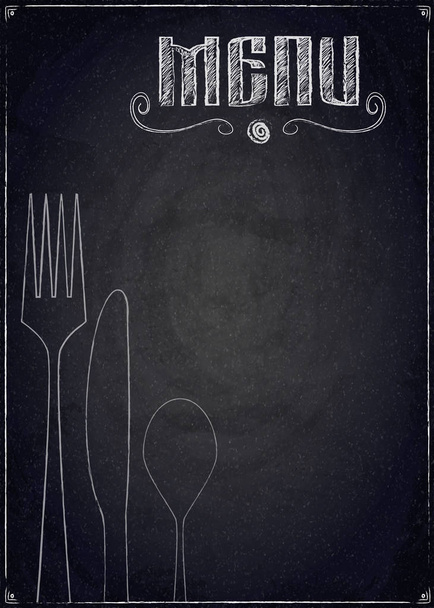 Menu of restaurant on black chalkboard background - Vector, afbeelding