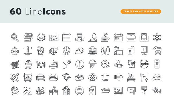 Conjunto de iconos de concepto premium para viajes y servicios hoteleros
 - Vector, Imagen
