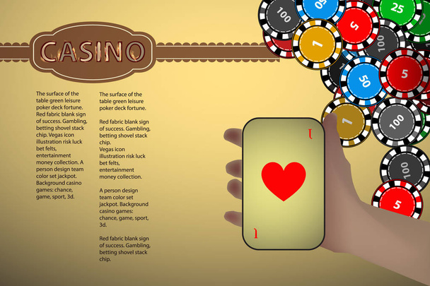 casino game. Hand keep heart joker card - Vektör, Görsel